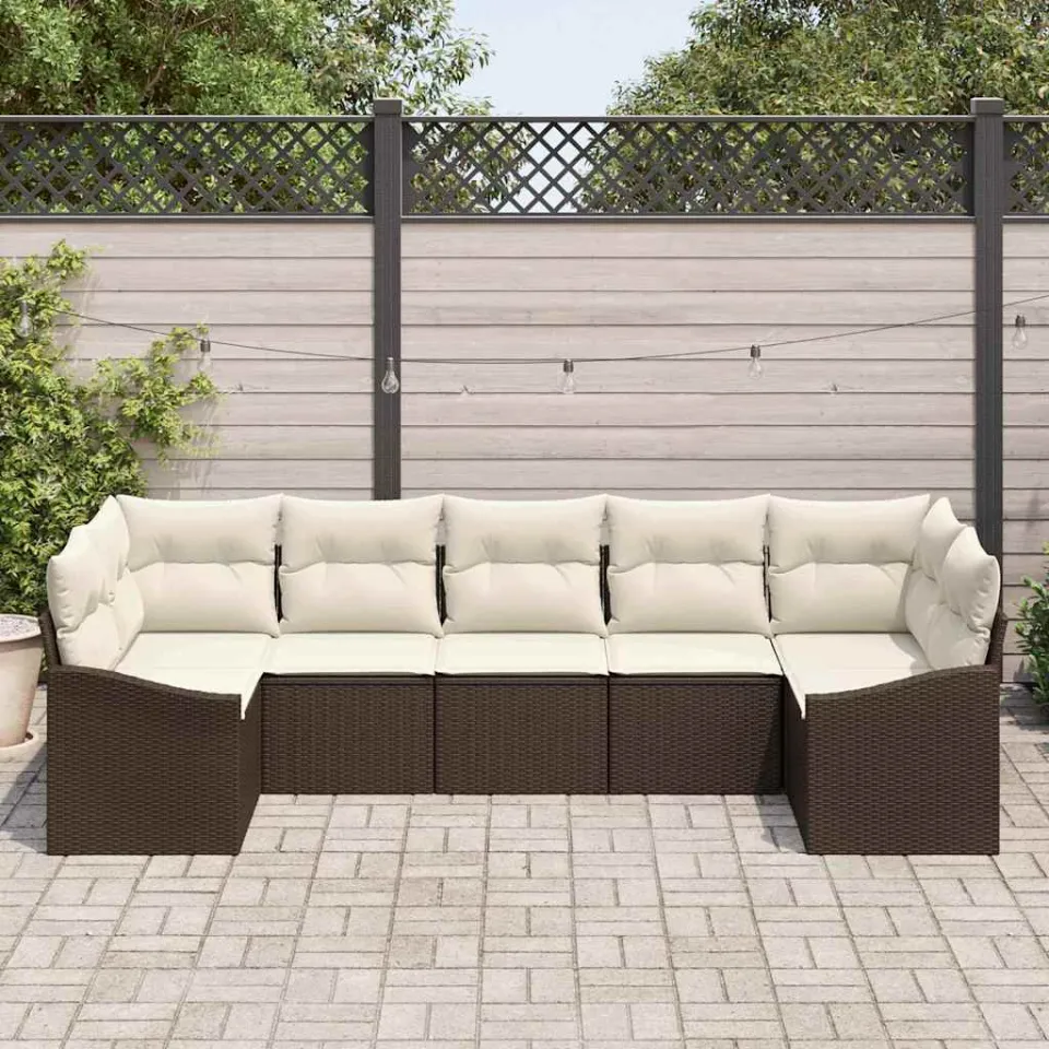 vidaXL Bankstel 7 st Bruin poly rattan, foto 3
