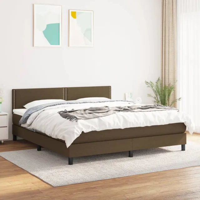 vidaXL Boxspring met matras stof donkerbruin 180x200 cm bruin