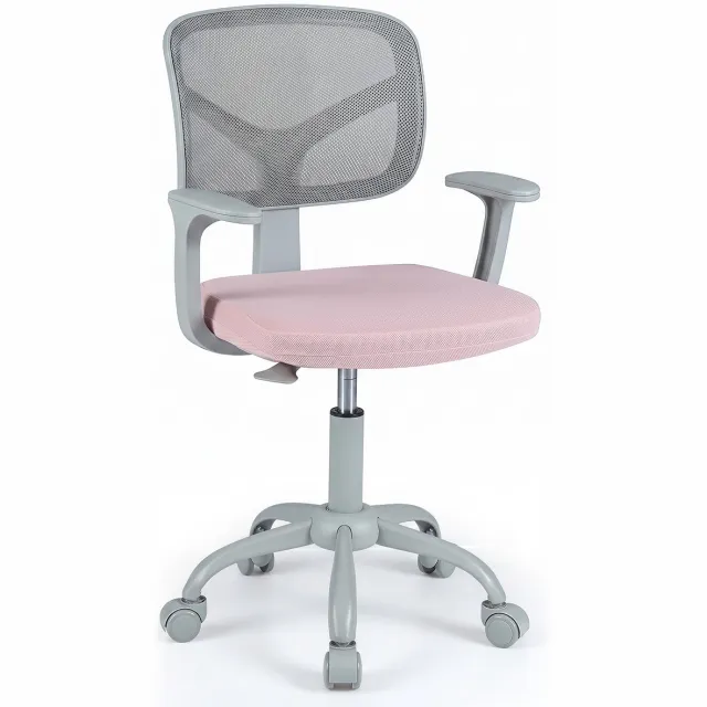 Costway Bureaustoel kinderen met wielen, zithoogte 45-55 cm, roze