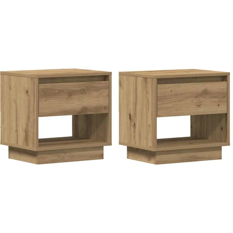 vidaXL Nachtkastje 2 st Artisan Eiken 45 x 34 x 44 cm Bewerkt hout, foto 3