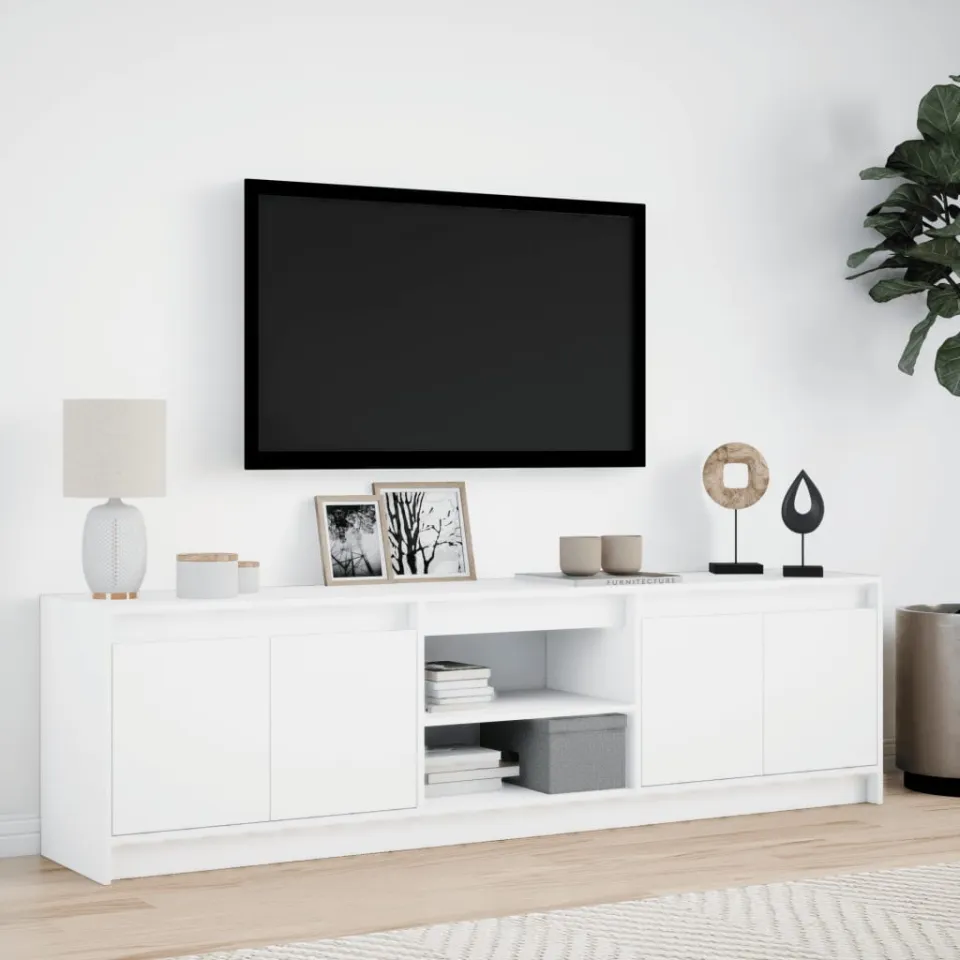 vidaXL Tv-meubel met LED 180x34x50 cm bewerkt hout wit, foto 2