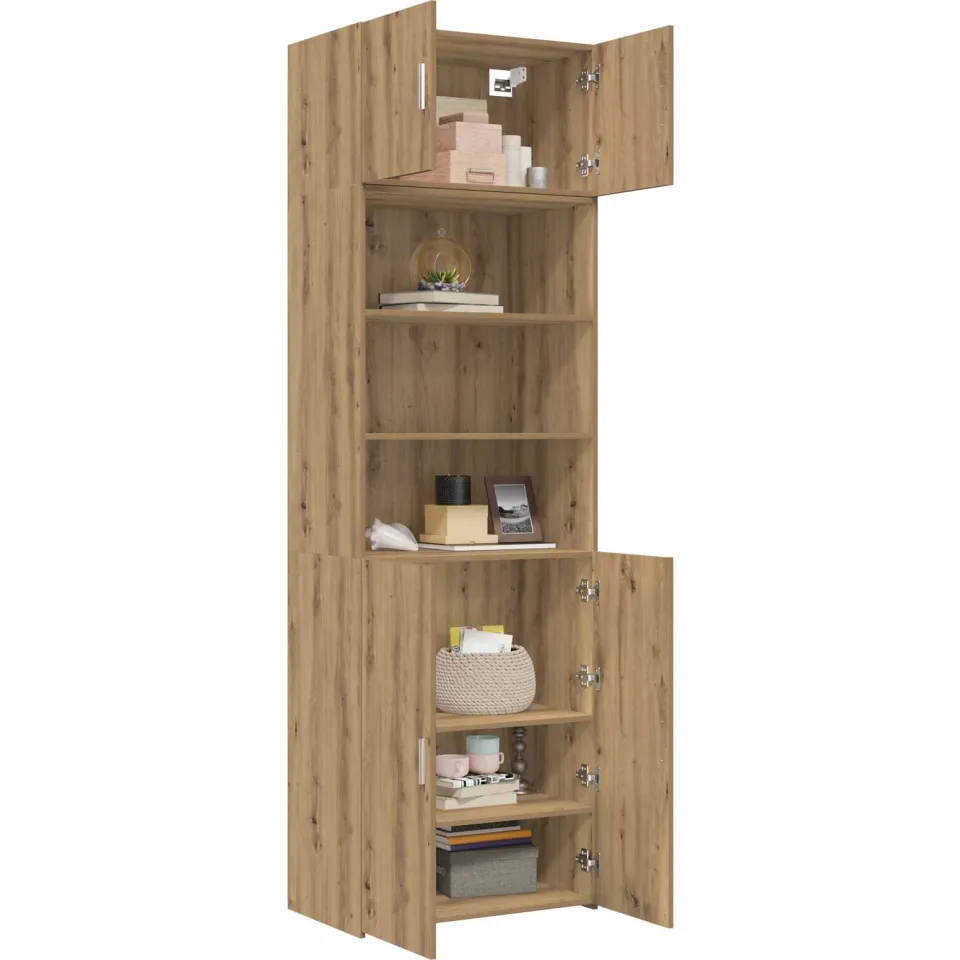vidaXL Opbergkast met Planken Artisanaal eiken 70 x 42,5 x 225 cm, foto 2