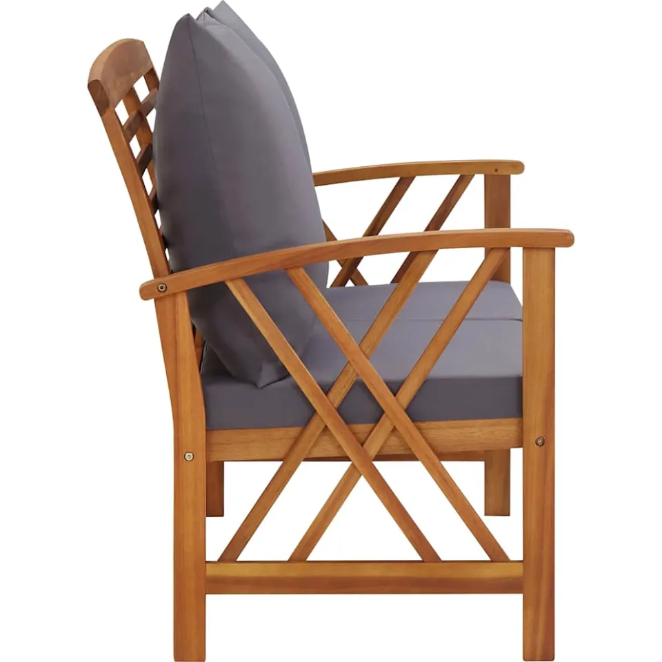 vidaXL 3-delige Loungeset met kussens massief acaciahout grijs, foto 4
