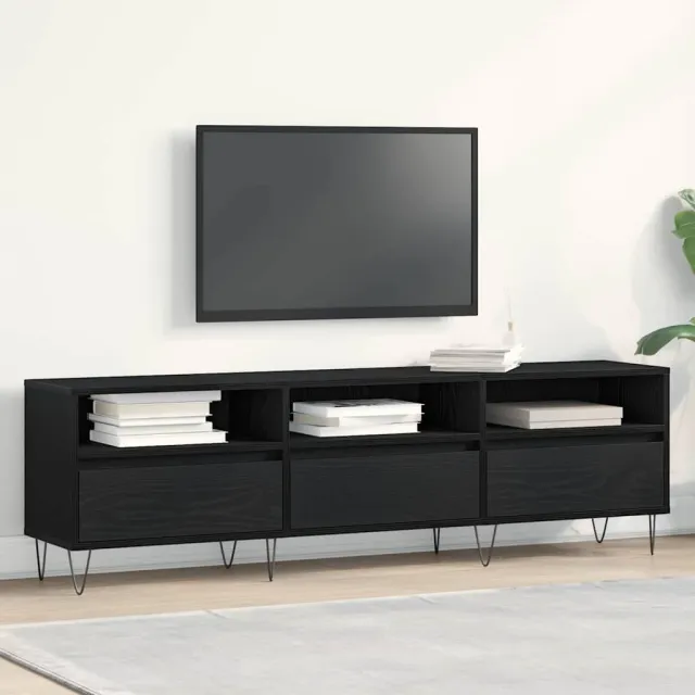 vidaXL TV-kast 150 x 30 x 44,5 cm Zwart Eiken Bewerkt hout
