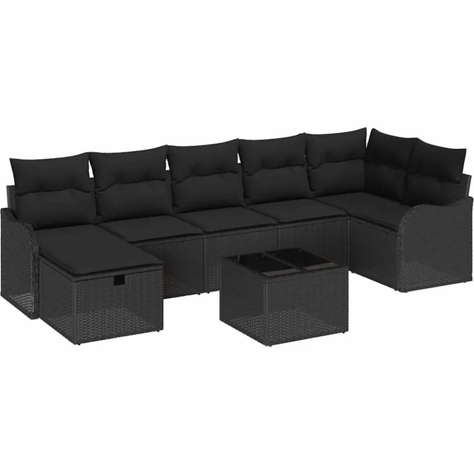 vidaXL Tuin Sofa Set 8 st Poly riet zwart