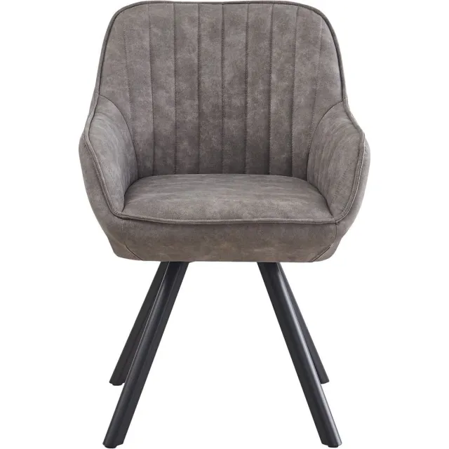 HTfurniture Dylan eetkamertafelstoel-Zilver-180 graden draaibaar Zliver