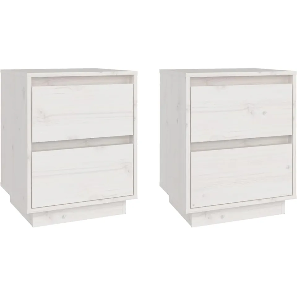 vidaXL Nachtkastjes 2 st 40x35x50 cm massief grenenhout wit