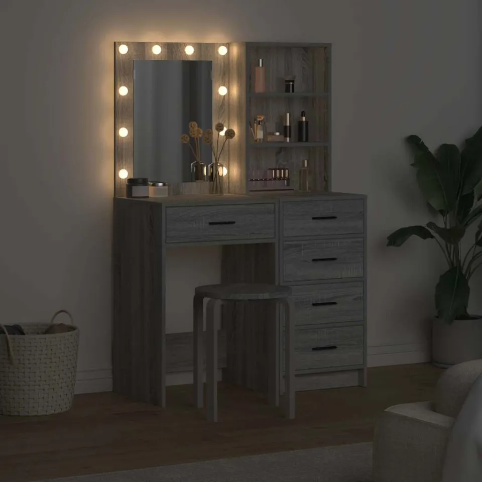 vidaXL Plafondtafel 2 st Grijs 50 x 41 x 135 cm Bewerkt hout, foto 3