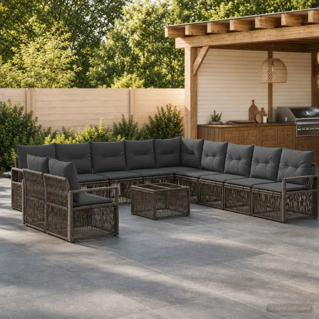 vidaXL Tuinbankenset 12 st Grijs poly rattan
