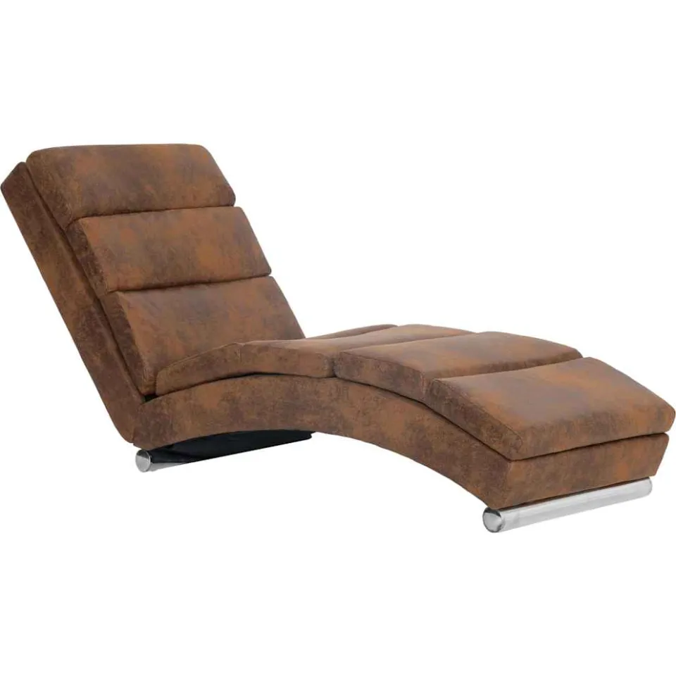 vidaXL Chaise longue kunstsuède bruin, foto 3