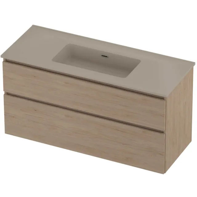 Proline Tribute Badmeubelset Porselein Elegant Enkel 120x46x62 cm Mat Crème Cotton Ideal Oak Eiken