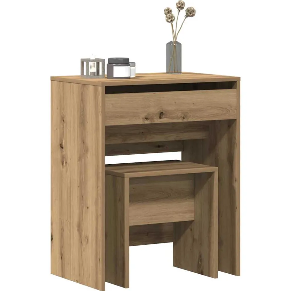 vidaXL Kaptafel 2 st artisanaal eikenkleurig 60 x 40 x 75 cm Bruin