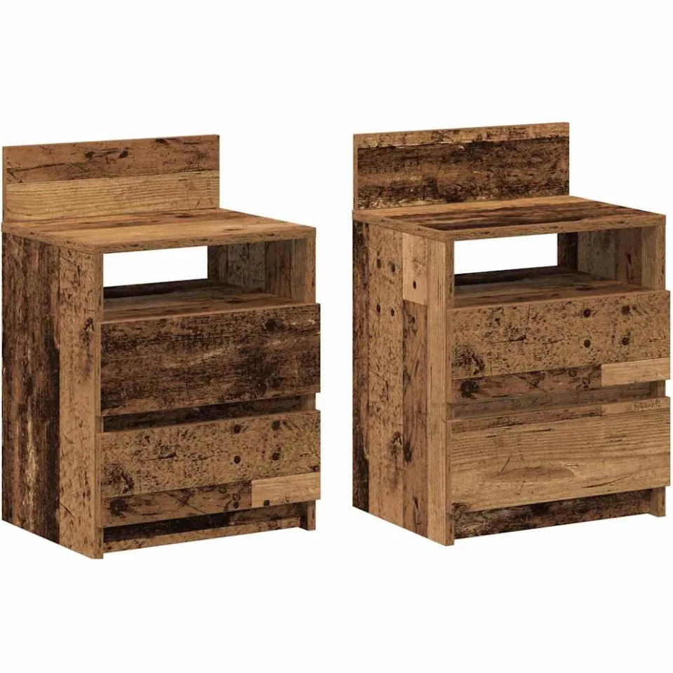 vidaXL Nachtkastjes 2 st met 2 lades 40x33x60 cm oud houtkleurig bruin, foto 3