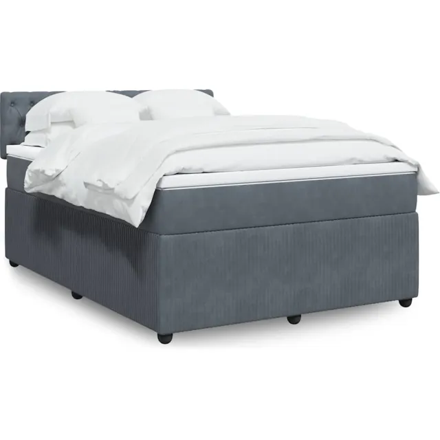 vidaXL Boxspring met matras fluweel donkergrijs 160x200 cm grijs