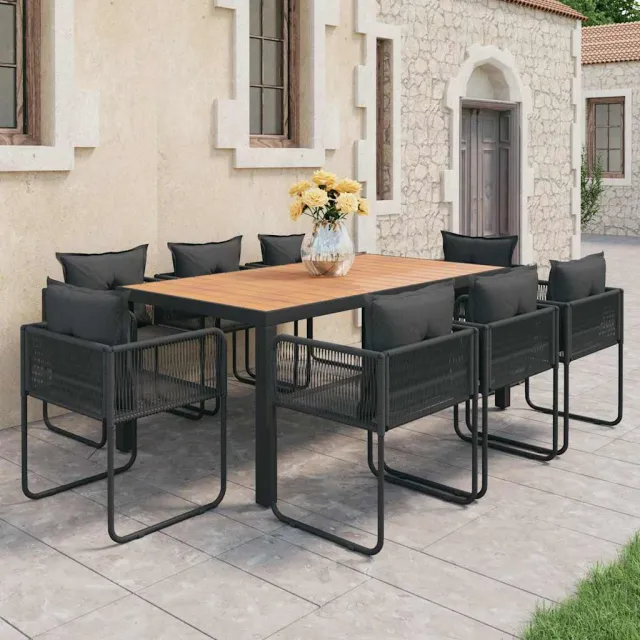 vidaXL 9-delige Tuinset PVC-rattan zwart en bruin, foto 2