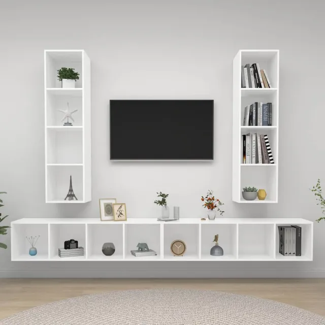 vidaXL Tv-wandmeubelen 4 st bewerkt hout wit, foto 2