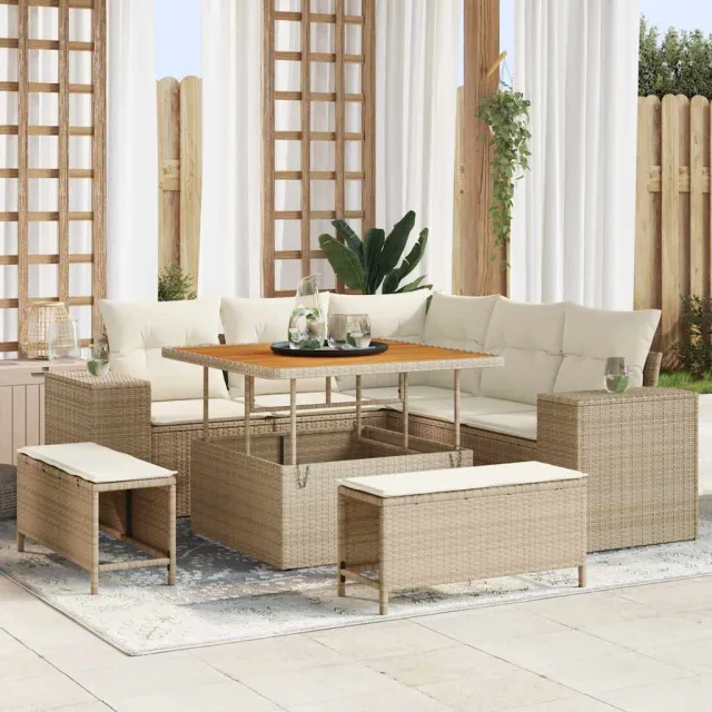 vidaXL Tuin Sofa Set 8 st Beige poly rattan, foto 2
