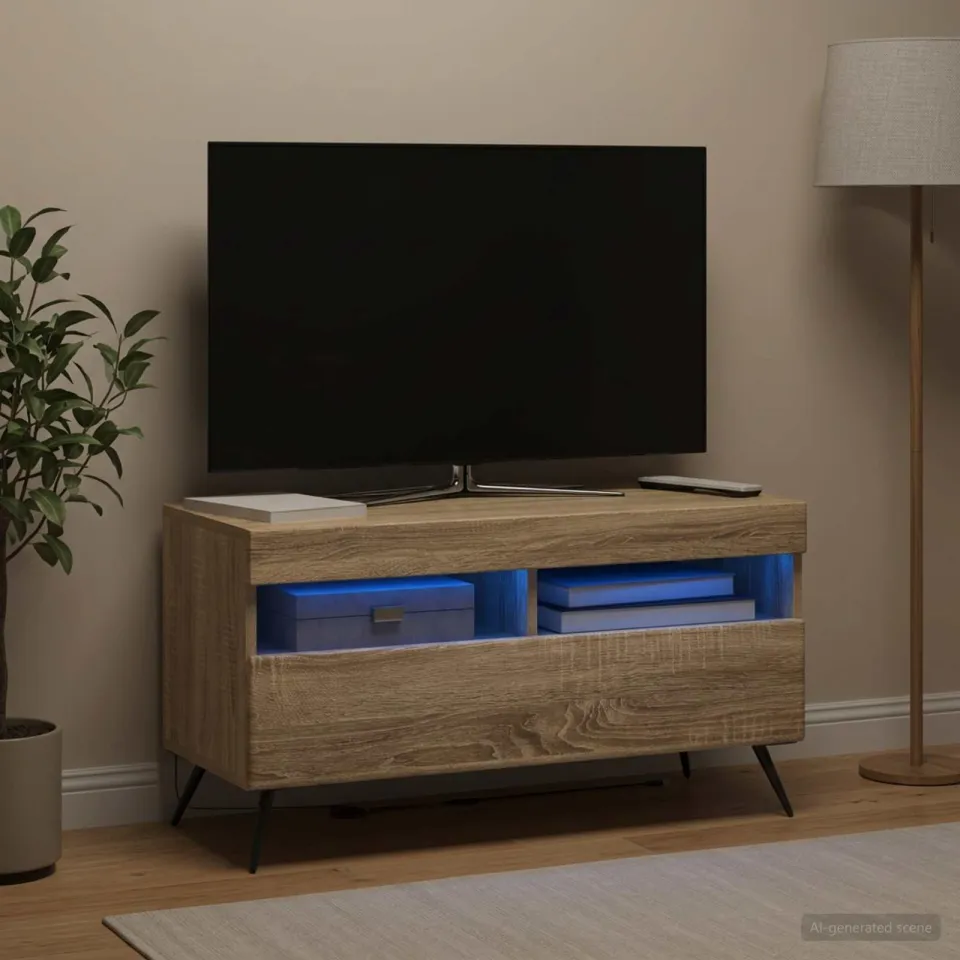 vidaXL LED tv-meubel Sonoma Eiken Bewerkt hout, foto 4