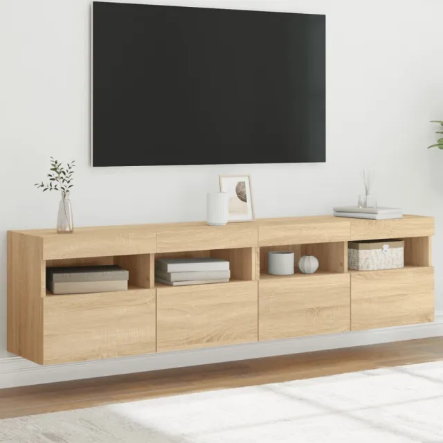 vidaXL Tv-wandmeubels met LED 2 st 80x30x40 cm sonoma eikenkleurig Bruin