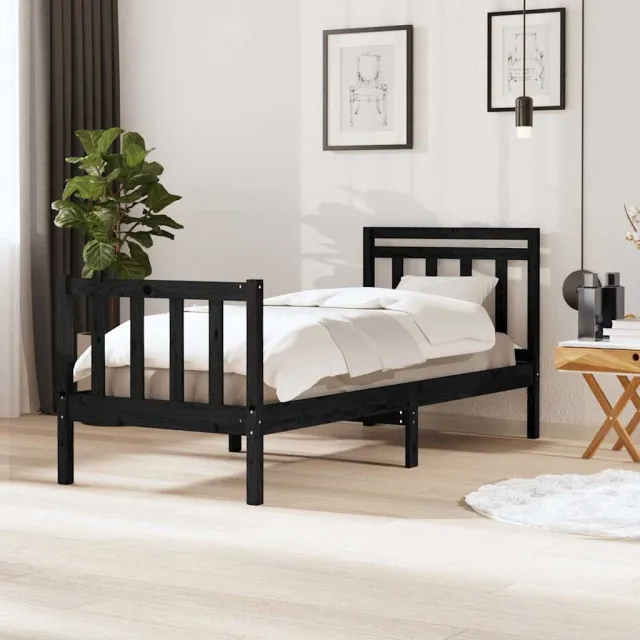 vidaXL Bedframes Zwart 75 x 190 cm Solid Pine Wood
