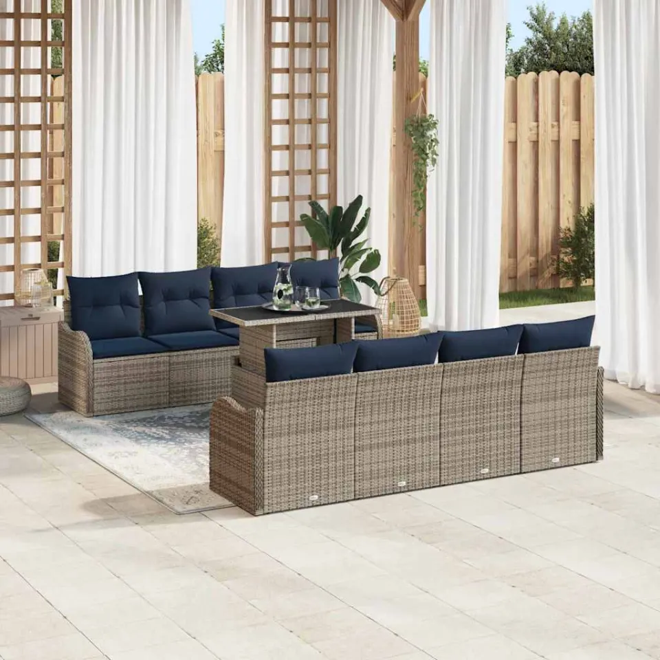 vidaXL Tuin Sofa Set 7 st Grijs poly rattan
