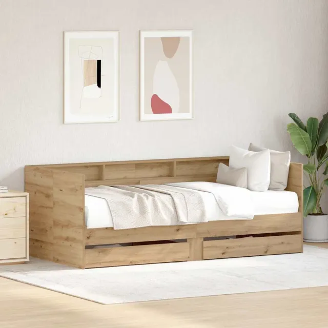 vidaXL Dagbed met lade Artisan Eiken 100 x 200 cm Bewerkt hout Bruin