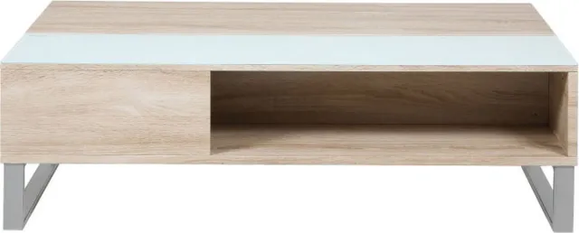 Fyn Avanti - Salontafel - Wit Sonoma Eiken - Aluminiumkleur Glas
