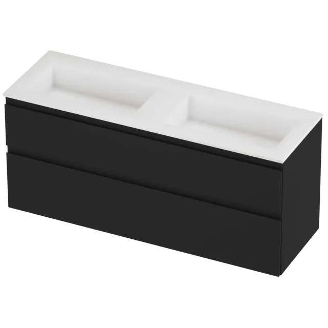 Proline Aristo Badmeubelset Polystone Elegant 140x46x62 cm Mat White Mat Zwart