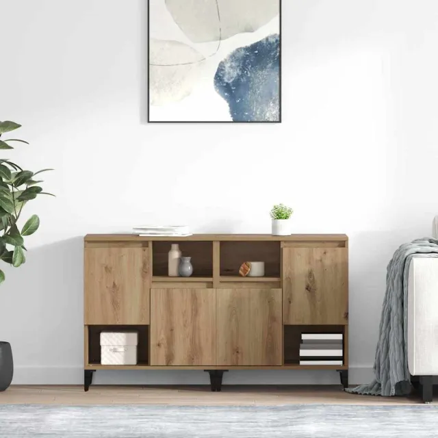 vidaXL Dressoirs 2 st Artisan Eiken 60 x 35 x 70 cm Bewerkt hout, foto 2