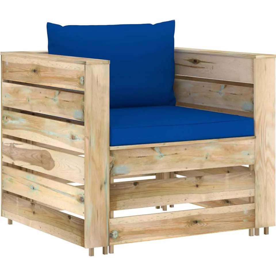 vidaXL 2-delige Loungeset met kussens groen geïmpregneerd hout, foto 2