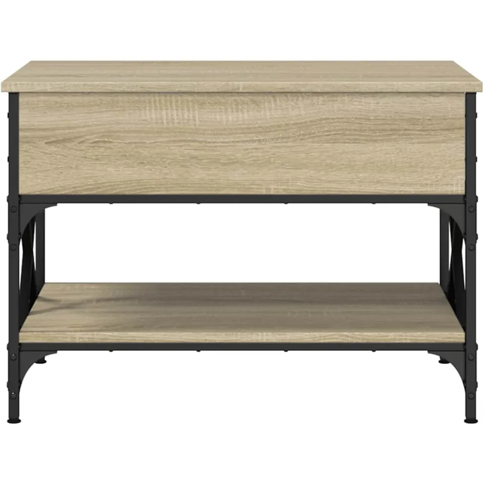 vidaXL Salontafel 70x50x50 cm bewerkt hout en metaal sonoma eikenkleur, foto 4