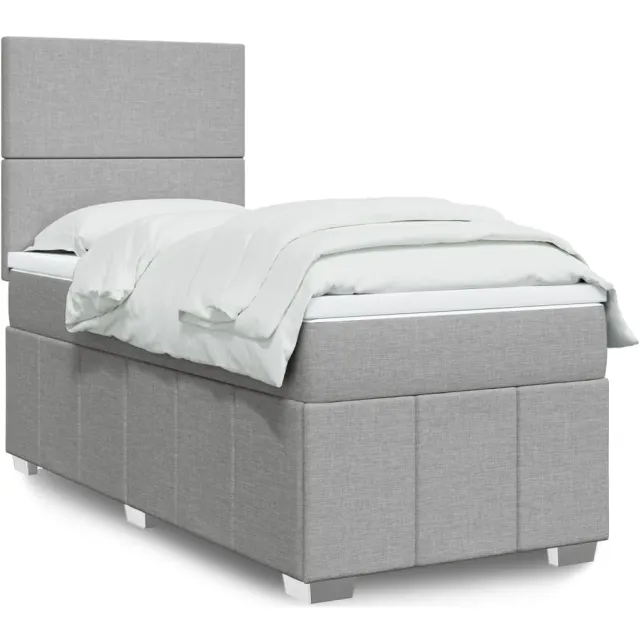vidaXL Boxspring met matras stof lichtgrijs 100x200 cm grijs