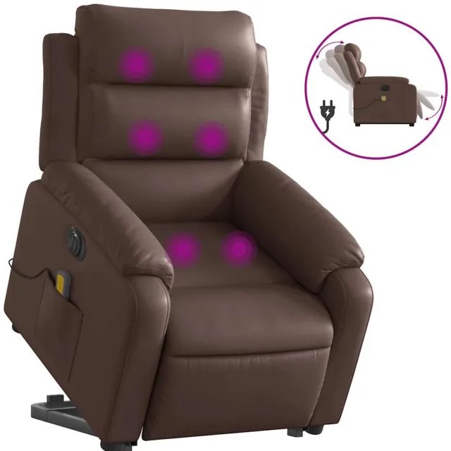 vidaXL Sta-op-massagestoel - elektrisch - kunstleer - bruin