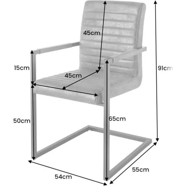 Invicta Interior industrieele sledestoel LOFT vintage grijs met armleuning RVS frame - 37080 Zie omschrijving