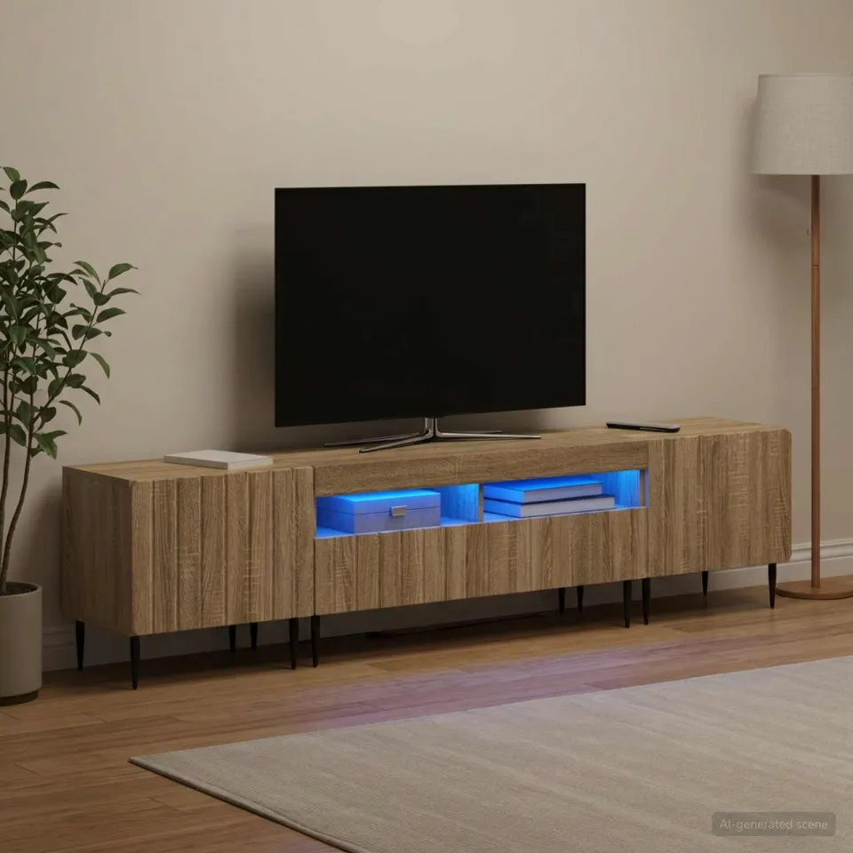 vidaXL 3-delige LED TV-kast ZWOLLE Sonoma Eiken Bewerkt hout, foto 3