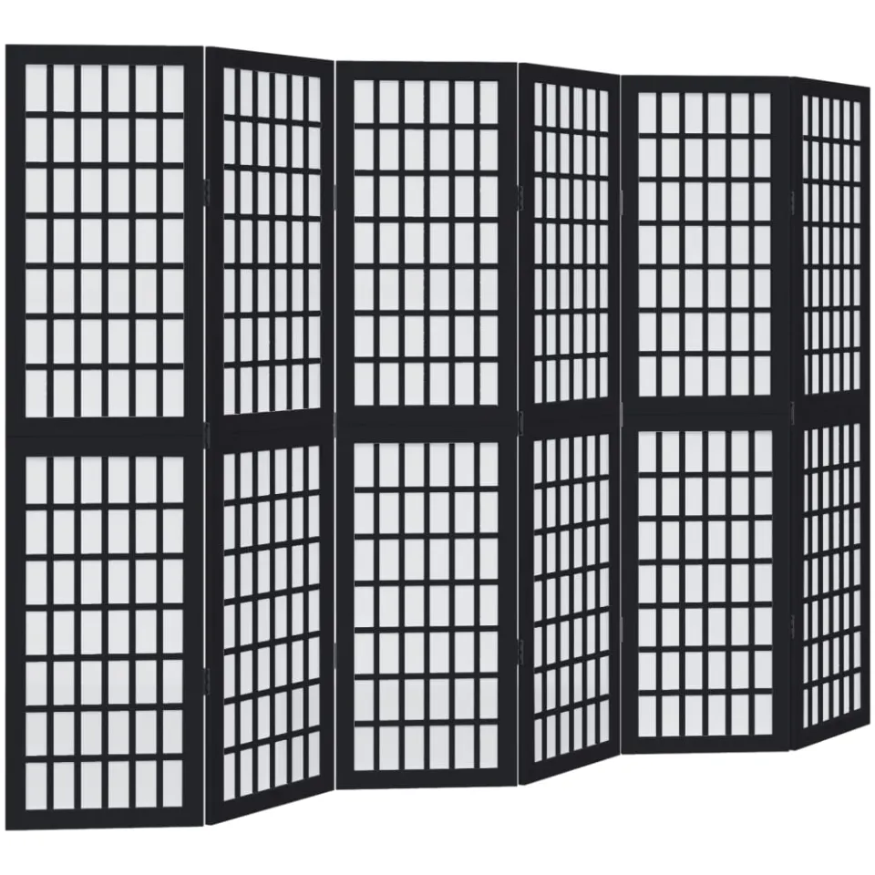 vidaXL Kamerscherm met 6 panelen massief paulowniahout zwart