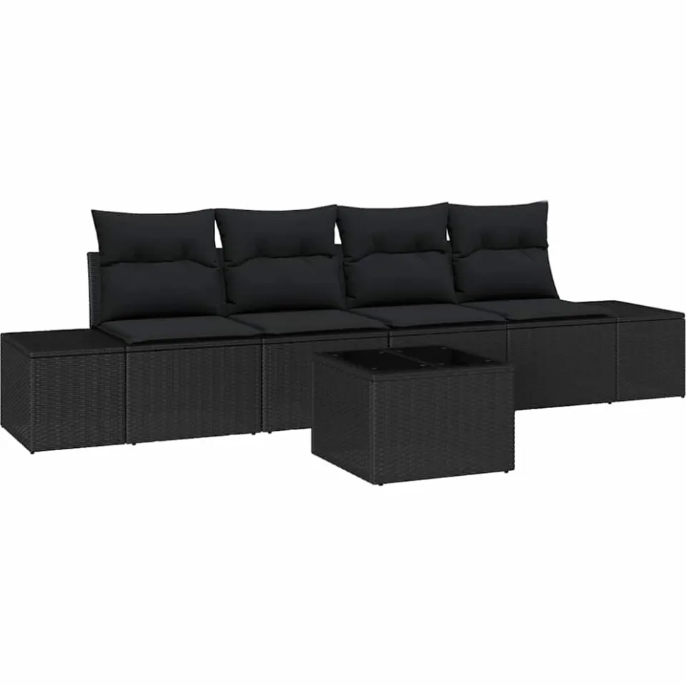 vidaXL Tuin Sofa Set 5 st Zwart poly rattan