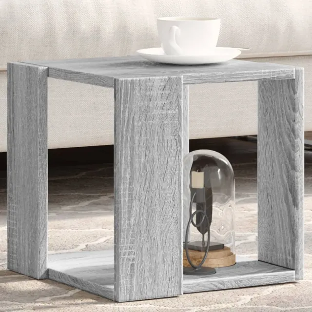 vidaXL Salontafel 32x32x30 cm bewerkt hout grijs sonoma eikenkleurig
