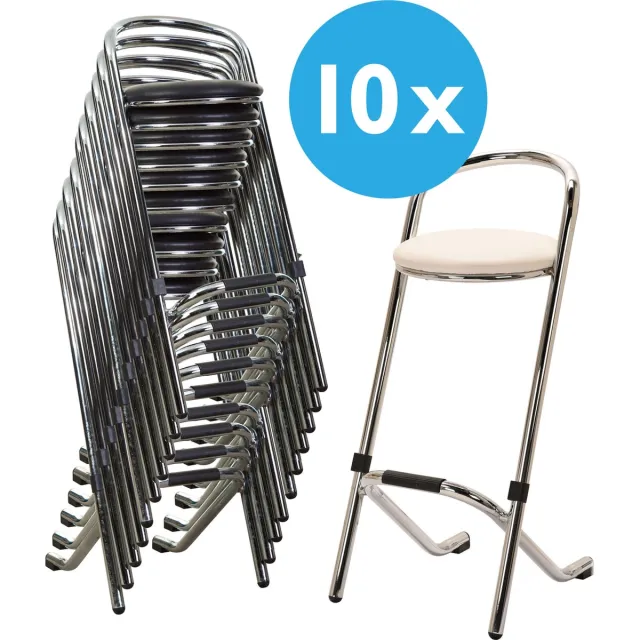 Van Vugt Event Products Actiepakket | Barkruk Trendy | Stapelbaar | Chroom/wit | Set van 10