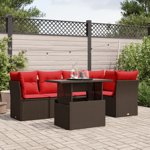 vidaXL 6-delige tuinbankset met kussens, bruin polyrotan, foto 2