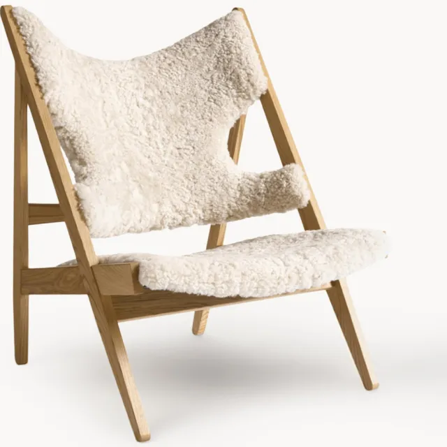 Audo Copenhagen Loungestoel van schapenvacht Knitting Wit