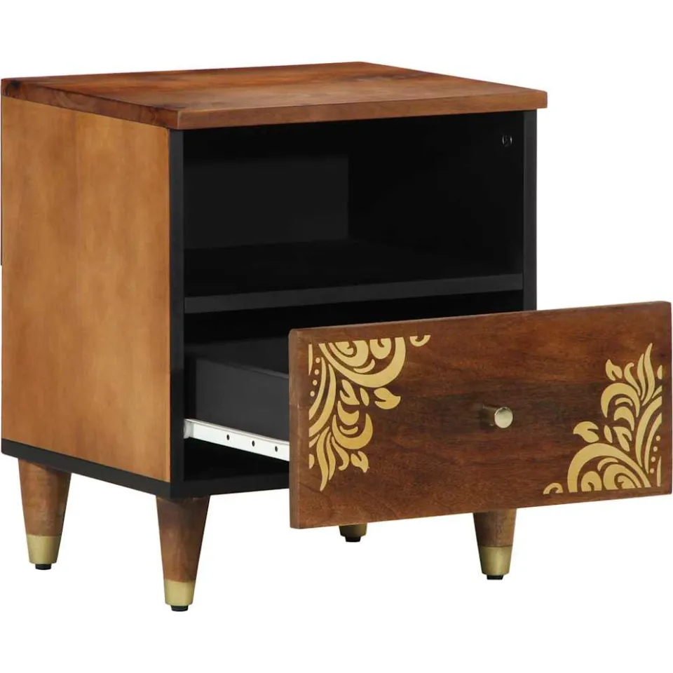 vidaXL Nachtkastje Honingbruin 40 x 33 x 46 cm Massief Mango Hout bruin, foto 2