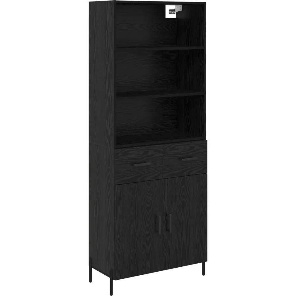 vidaXL Hoge kast Zwart eiken 69,5 x 34 x 180 cm Bewerkt hout, foto 3