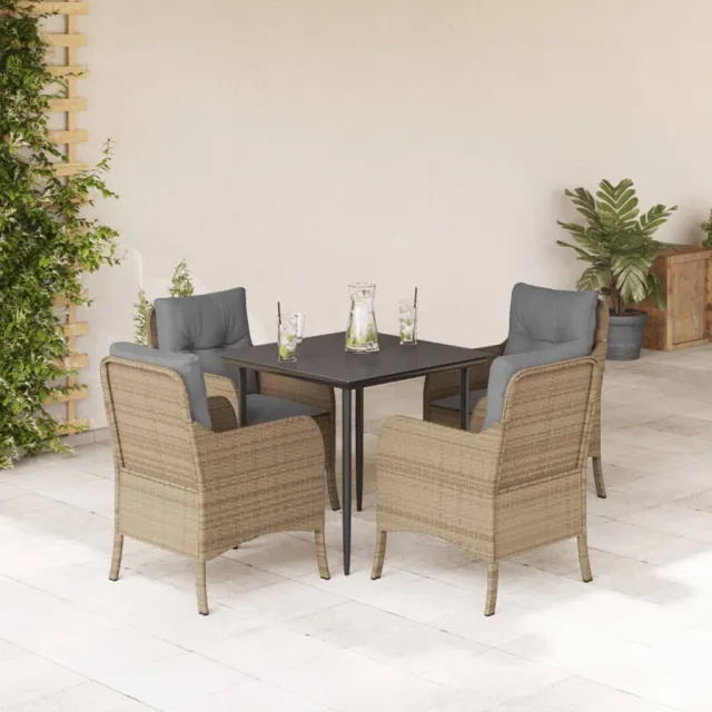 vidaXL 5-delige Tuinset met kussens poly rattan beige, foto 2