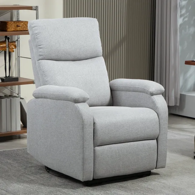 DESMIU Relaxfauteuil 69 Cm - Handmatig Verstelbaar Met Ligfunctie En Voetsteun - Voor Woonkamer En Televisiekamer - Polyester Grijs
