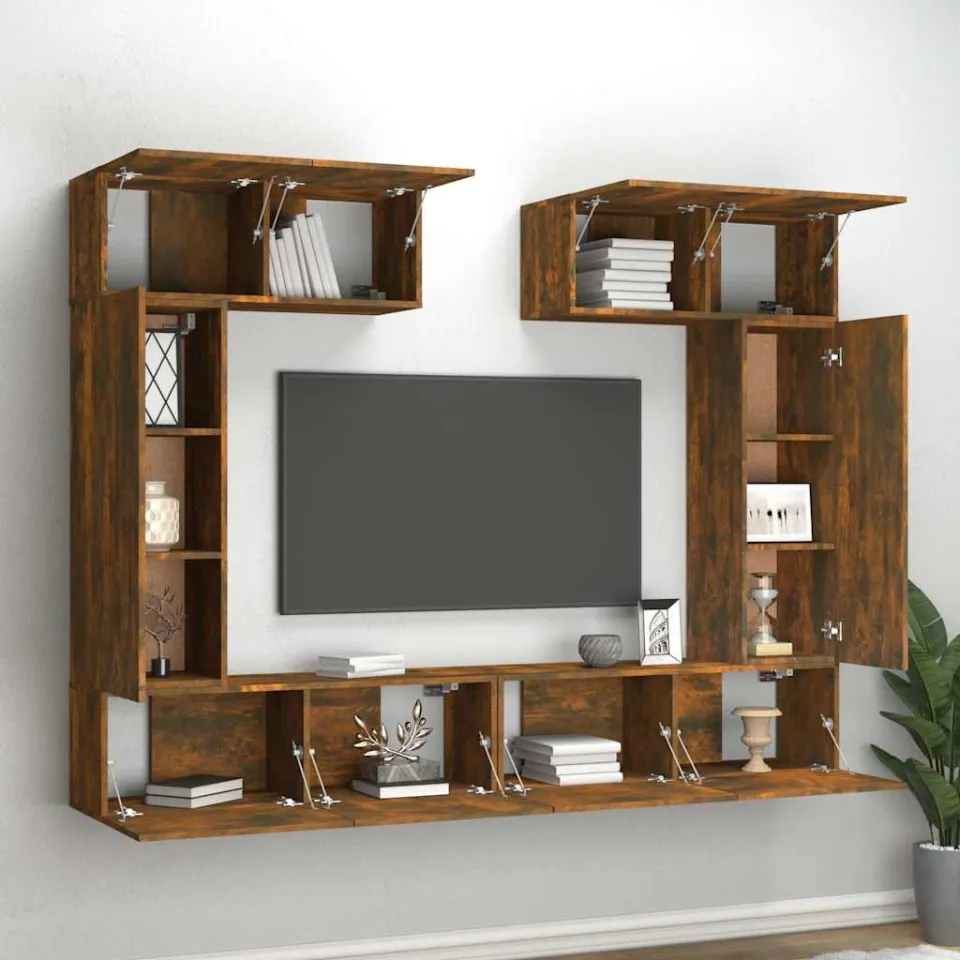 vidaXL 6-delige Tv-meubelset bewerkt hout gerookt eikenkleurig, foto 3
