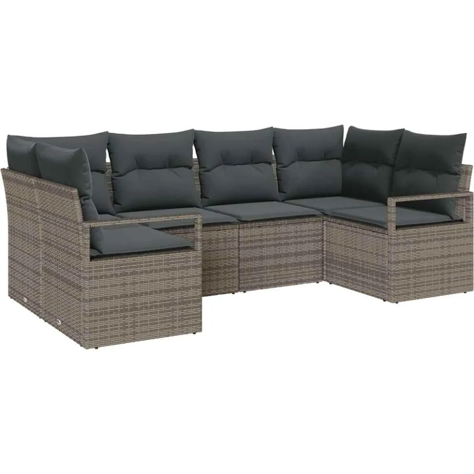 vidaXL Bankstel 6 st Grijs poly rattan