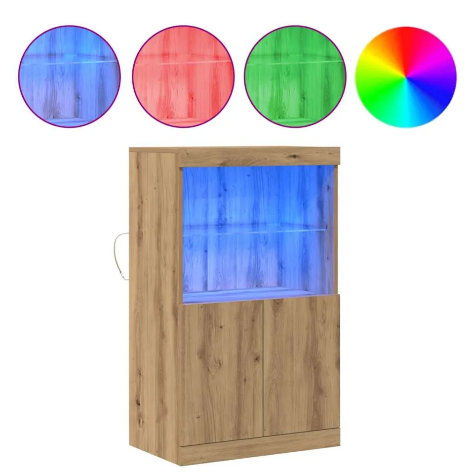 vidaXL LED Sideboard Bruin 60 x 37 x 100 cm Bewerkt hout, foto 4