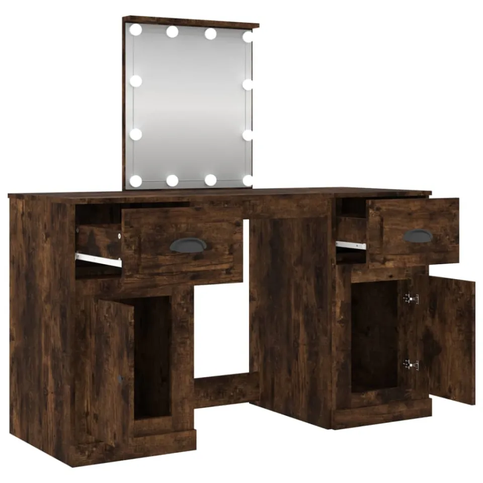 vidaXL Kaptafel met LED-verlichting 130x50x132,5 cm gerookt eikenkleur, foto 3
