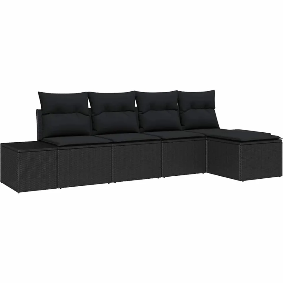 vidaXL Tuin Sofa Set 5 st Zwart poly rattan